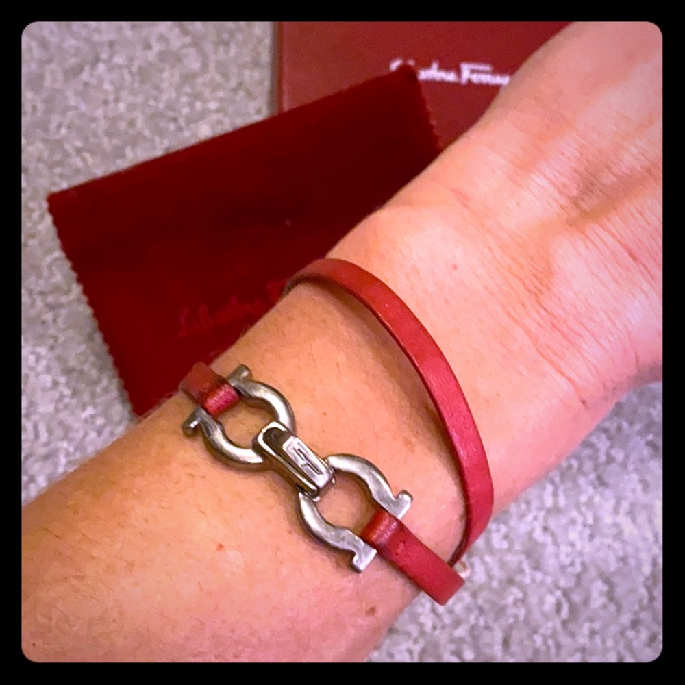 Ferragamo red leather bracelet